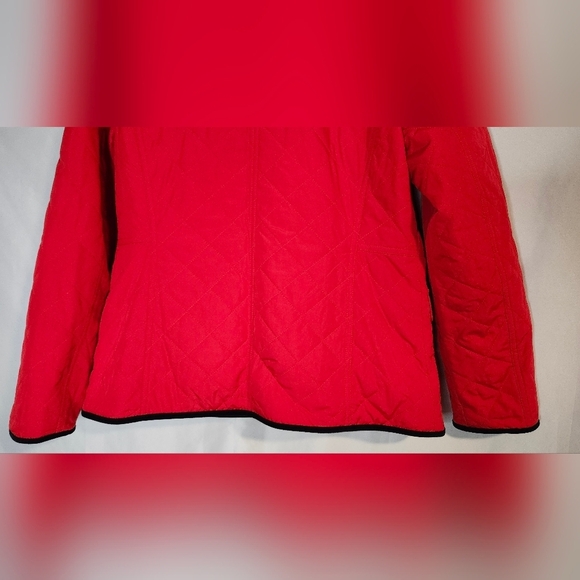 Talbots Jacket Women's Size Small Red Black Quilted Coat Corduroy Trim Classic - Picture 3 of 11
